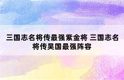 三国志名将传最强紫金将 三国志名将传吴国最强阵容